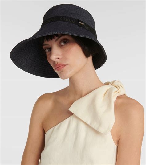 chloe woody hat|CHLOÉ Woody denim bucket hat .